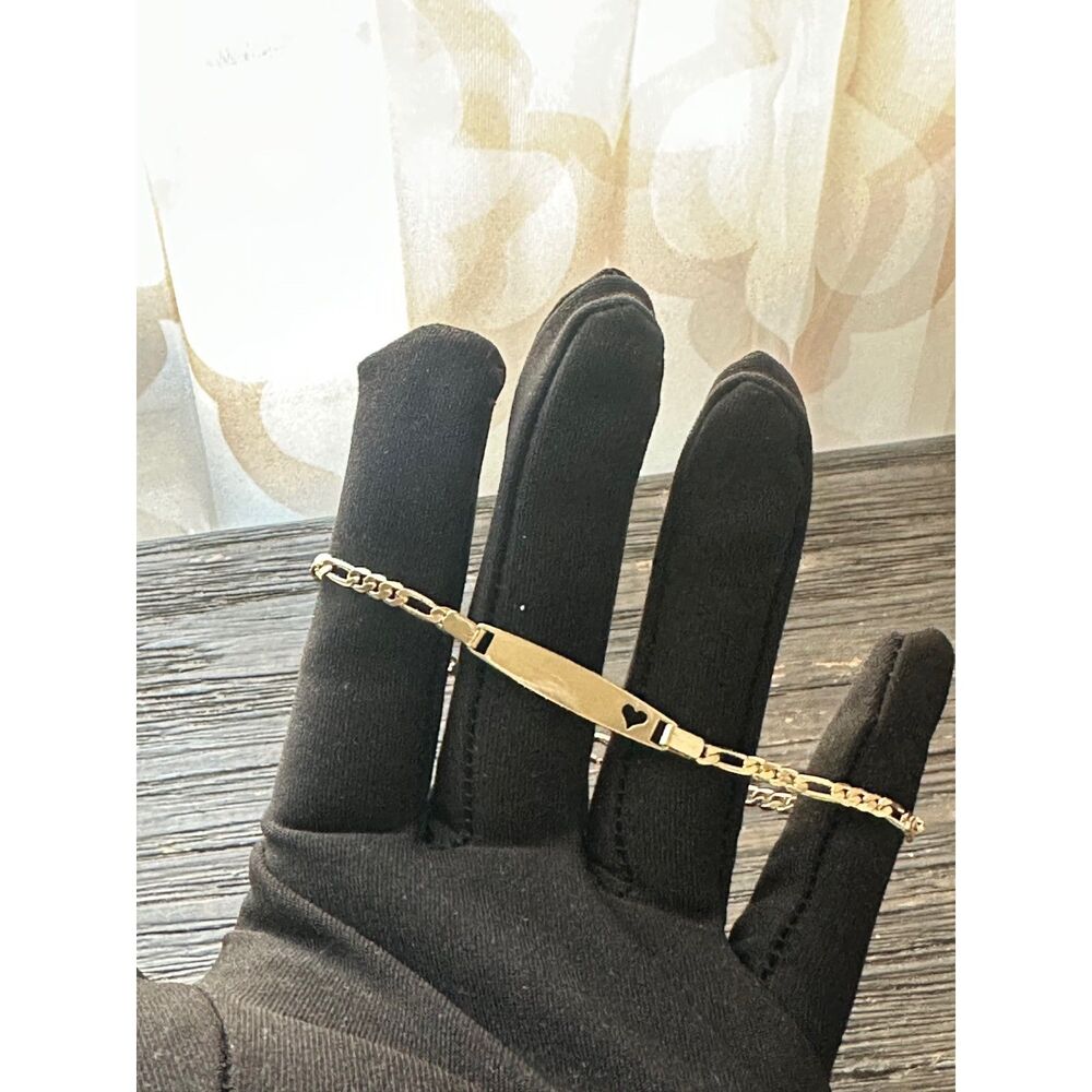 New Children's ID Cutout Heart Bracelet in Quality Laminated Gold